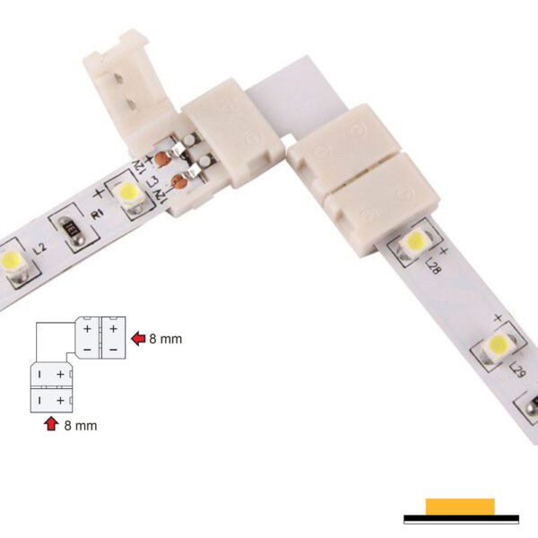 2 PIN - 8mm LED Strip Connector (L – SHAPE) - Image 2