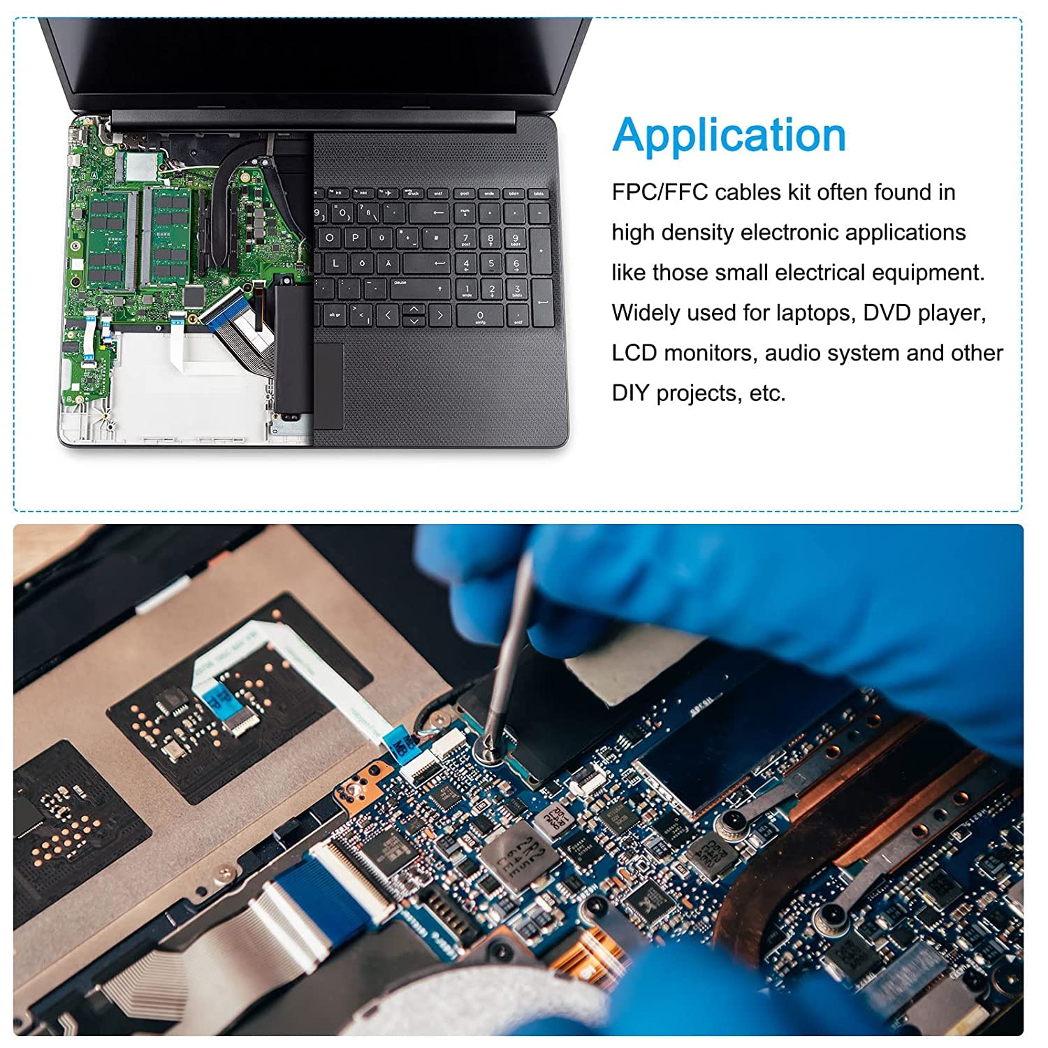 Flexible Flat Cable,16 Pin 1mm Pitch 50mm Length FPC FFC Flexible Ribbon Cable for LCD TV Car Audio DVD Player (B-Type) - Image 4